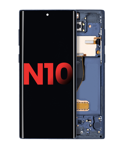 OLED Assembly With Frame Compatible For Samsung Galaxy Note 10 (Aftermarket Plus) (Aura Glow / Silver)