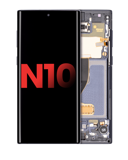 OLED Assembly With Frame Compatible For Samsung Galaxy Note 10 (Aftermarket Plus) (Aura Black)