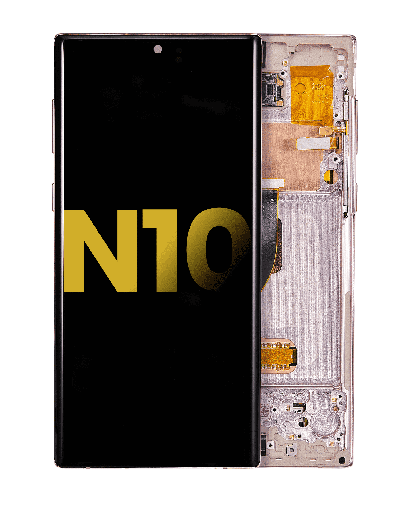 OLED Assembly With Frame Compatible For Samsung Galaxy Note 10 (Refurbished) (Aura Glow / Silver)