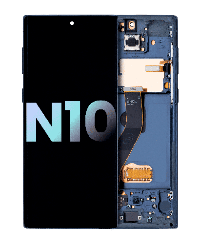 OLED Assembly With Frame Compatible For Samsung Galaxy Note 10 (Service Pack) (Aura Glow / Silver)