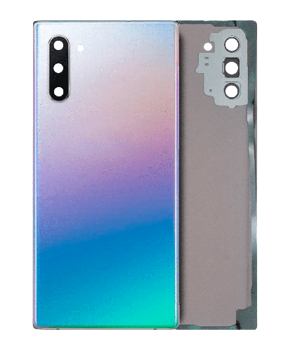 Back Cover Glass With Camera Lens Compatible For Samsung Galaxy Note 10 (No Logo) (Aftermarket Plus) (Aura Glow / Silver)