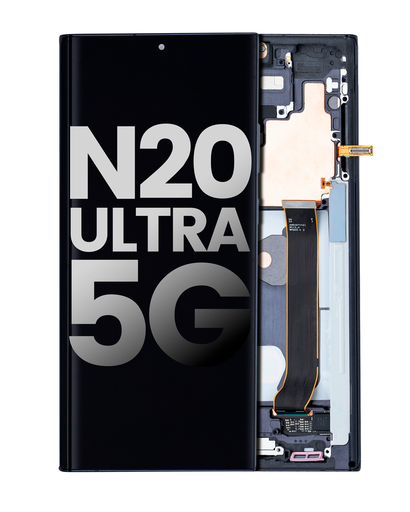 OLED Assembly With Frame Compatible For Samsung Galaxy Note 20 Ultra 5G (Used OEM Pull: Grade B/C) (Mystic Black)