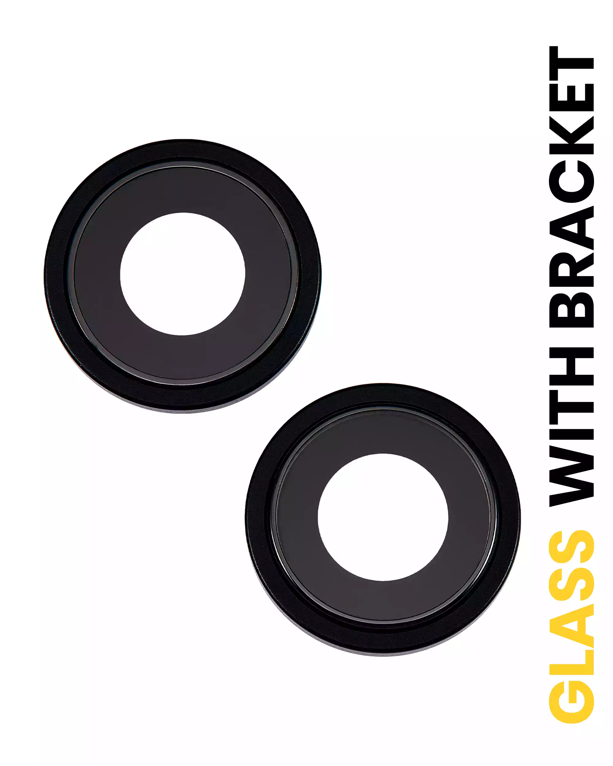 Back Camera Lens With Bracket &amp; Bezel Compatible For iPhone 15 / 15 Plus (2 Piece Set) (Premium) (Black)