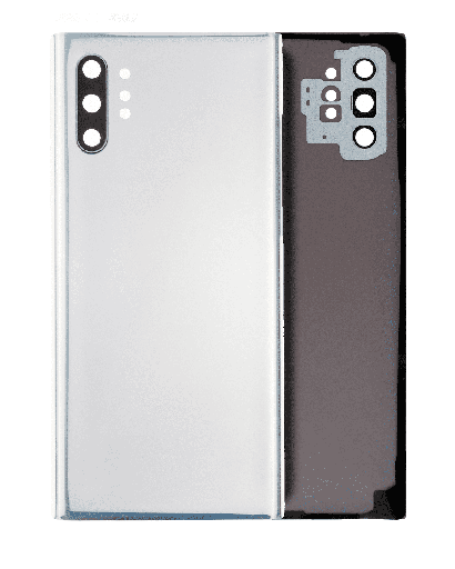 Back Cover Glass With Camera Lens Compatible For Samsung Galaxy Note 10 Plus / 5G (No Logo) (Aftermarket Plus) (Aura Glow / Silver)
