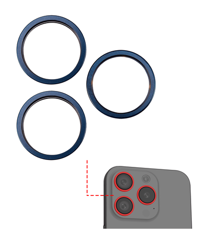 Back Camera Bezel Ring Only Compatible For iPhone 15 Pro (Blaue Titanium) (3 Piece Set)