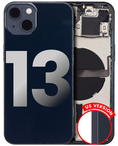 Back Housing W/ Small Components Pre-Installed Compatible For iPhone 13 (US Version) (Used OEM Pull: Grade B) (Midnight)