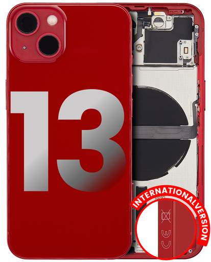 Back Housing W/ Small Components Pre-Installed Compatible For iPhone 13 (International Version) (Used OEM Pull: Grade B) (Red)