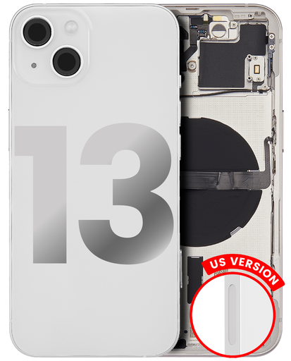 Back Housing W/ Small Components Pre-Installed Compatible For iPhone 13 (US Version) (Used OEM Pull: Grade B) (Starlight)
