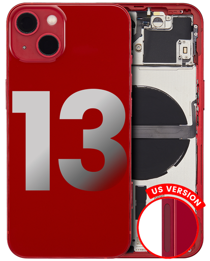 Back Housing W/ Small Components Pre-Installed Compatible For iPhone 13 (US Version) (Used OEM Pull: Grade B) (Red)