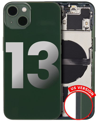 Back Housing W/ Small Components Pre-Installed Compatible For iPhone 13 (US Version) (Used OEM Pull: Grade A) (Green)