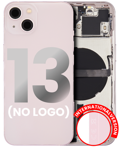 Back Housing W/ Small Components Pre-Installed Compatible For iPhone 13 (No Logo) (Aftermarket Plus) (International Version) (Pink)