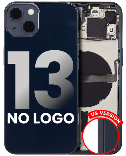 Back Housing W/ Small Components Pre-Installed Compatible For iPhone 13 (US Version) (No Logo) (Aftermarket Plus) (Midnight)