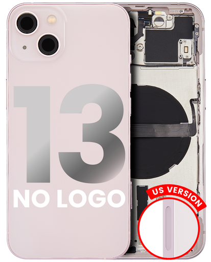 Back Housing W/ Small Components Pre-Installed Compatible For iPhone 13 (US Version) (No Logo) (Aftermarket Plus) (Pink)