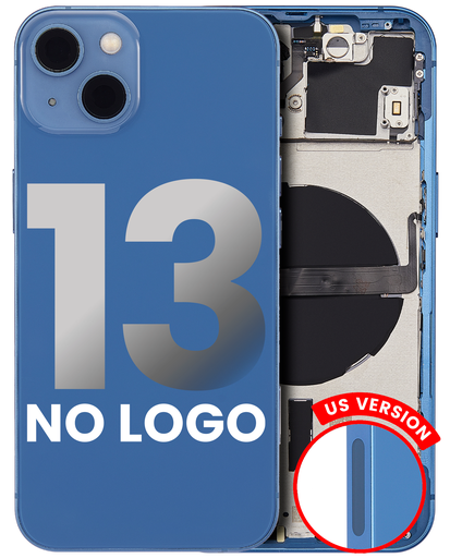 Back Housing W/ Small Components Pre-Installed Compatible For iPhone 13 (US Version) (No Logo) (Aftermarket Plus) (Blue)