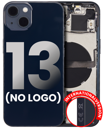 Back Housing W/ Small Components Pre-Installed Compatible For iPhone 13 (No Logo) (Aftermarket Plus) (International Version) (Midnight)
