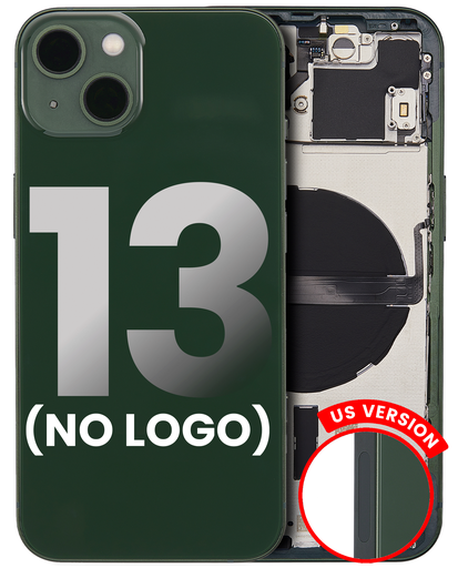 Back Housing W/ Small Components Pre-Installed Compatible For iPhone 13 (No Logo) (Aftermarket Plus) (US Version) (Green)