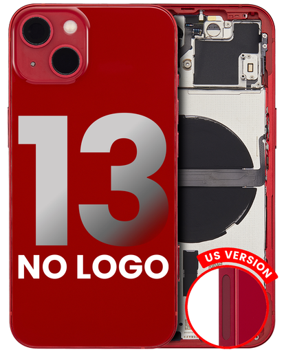 Back Housing W/ Small Components Pre-Installed Compatible For iPhone 13 (US Version) (No Logo) (Aftermarket Plus) (Red)
