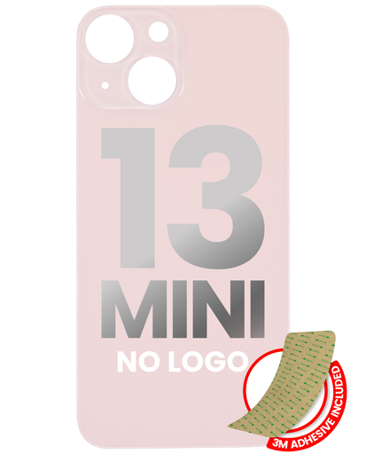 Back Glass With 3M Adhesive Compatible For iPhone 13 Mini (No Logo / Large Camera Hole) (Pink)
