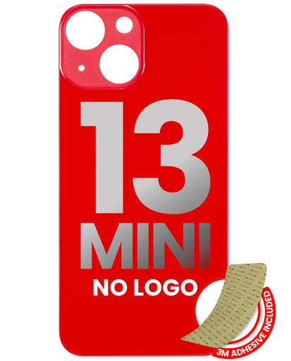 Back Glass With 3M Adhesive Compatible For iPhone 13 Mini (No Logo / Large Camera Hole) (Red)