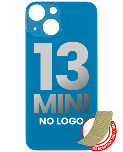 Back Glass With 3M Adhesive Compatible For iPhone 13 Mini (No Logo / Large Camera Hole) (Blue)