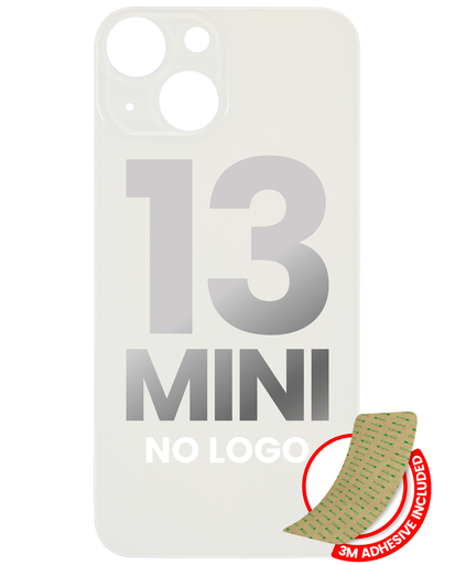 Back Glass With 3M Adhesive Compatible For iPhone 13 Mini (No Logo / Large Camera Hole) (Starlight)