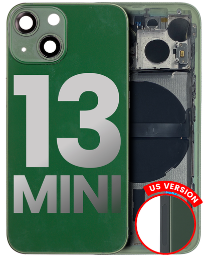 Back Housing W/ Small Components Pre-Installed Compatible For iPhone 13 Mini (US Version) (Used OEM Pull: Grade C) (Green)