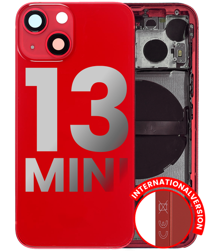 Back Housing W/ Small Components Pre-Installed Compatible For iPhone 13 Mini (International Version) (Used OEM Pull: Grade C) (Red)