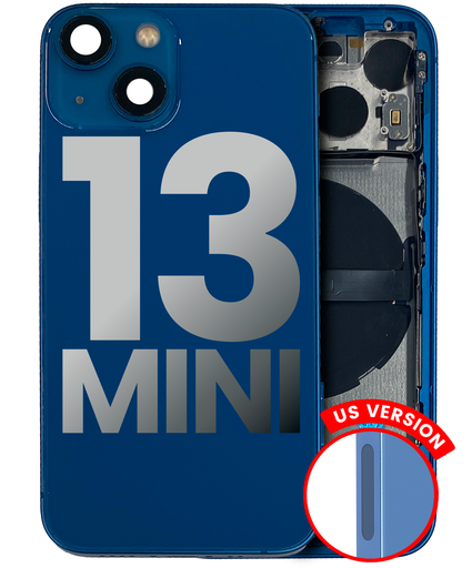 Back Housing W/ Small Components Pre-Installed Compatible For iPhone 13 Mini (US Version) (Used OEM Pull: Grade C) (Blue)