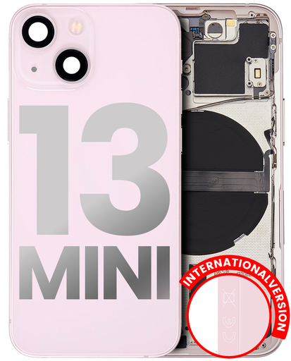 Back Housing W/ Small Components Pre-Installed Compatible For iPhone 13 Mini (International Version) (Used OEM Pull: Grade B) (Pink)