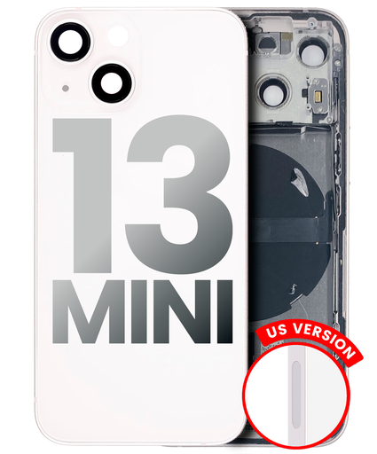 Back Housing W/ Small Components Pre-Installed Compatible For iPhone 13 Mini (US Version) (Used OEM Pull: Grade B) (Starlight)