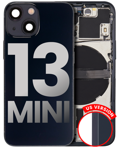 Back Housing W/ Small Components Pre-Installed Compatible For iPhone 13 Mini (US Version) (Used OEM Pull: Grade B) (Midnight)