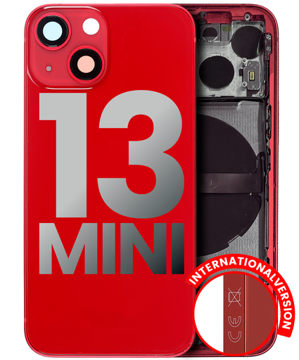 Back Housing W/ Small Components Pre-Installed Compatible For iPhone 13 Mini (International Version) (Used OEM Pull: Grade B) (Red)