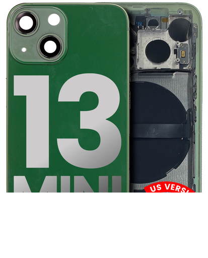 Back Housing W/ Small Components Pre-Installed Compatible For iPhone 13 Mini (US Version) (Used OEM Pull: Grade A) (Green)