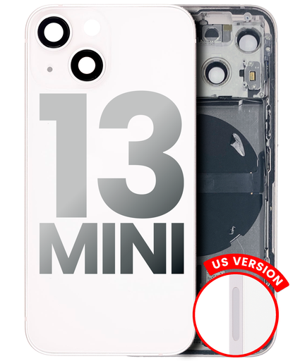 Back Housing W/ Small Components Pre-Installed Compatible For iPhone 13 Mini (US Version) (Used OEM Pull: Grade A) (Starlight)