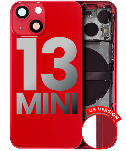 Back Housing W/ Small Components Pre-Installed Compatible For iPhone 13 Mini (US Version) (Used OEM Pull: Grade A) (Red)