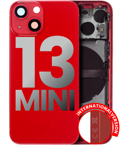 Back Housing W/ Small Components Pre-Installed Compatible For iPhone 13 Mini (International Version) (Used OEM Pull: Grade A) (Red)