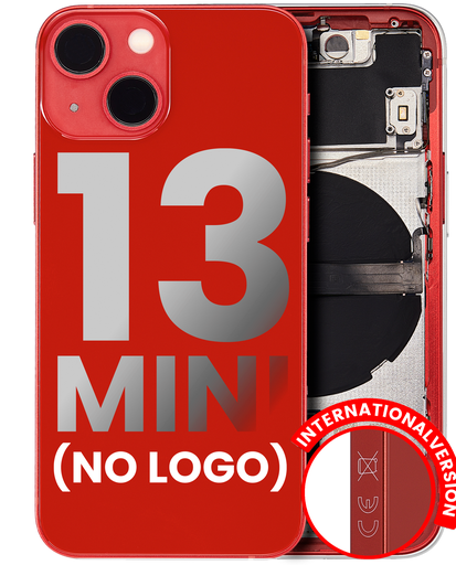 Back Housing W/ Small Components Pre-Installed Compatible For iPhone 13 Mini (No Logo) (Aftermarket Plus) (International Version) (Red)