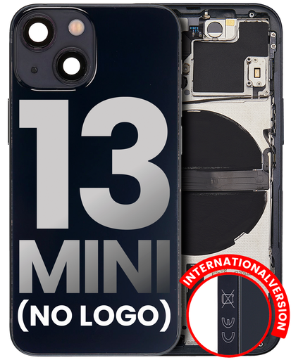 Back Housing W/ Small Components Pre-Installed Compatible For iPhone 13 Mini (No Logo) (Aftermarket Plus) (International Version) (Midnight)
