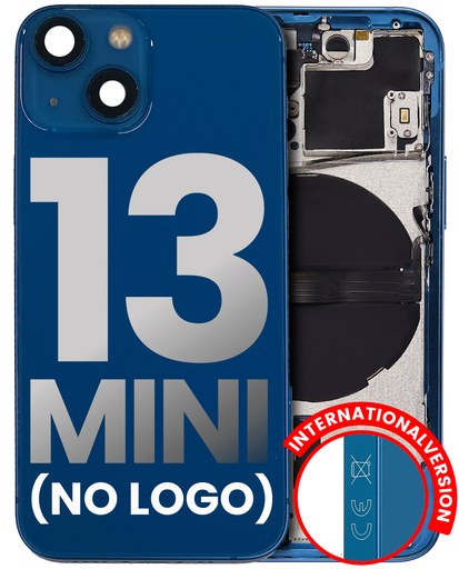 Back Housing W/ Small Components Pre-Installed Compatible For iPhone 13 Mini (International Version) (No Logo) (Aftermarket Plus) (Blue)