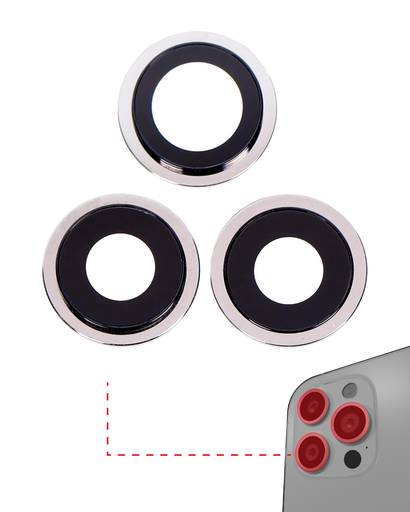 Back Camera Lens With Bracket &amp; Bezel Compatible For iPhone 12 Pro Max (Aftermarket Plus) (Silver)