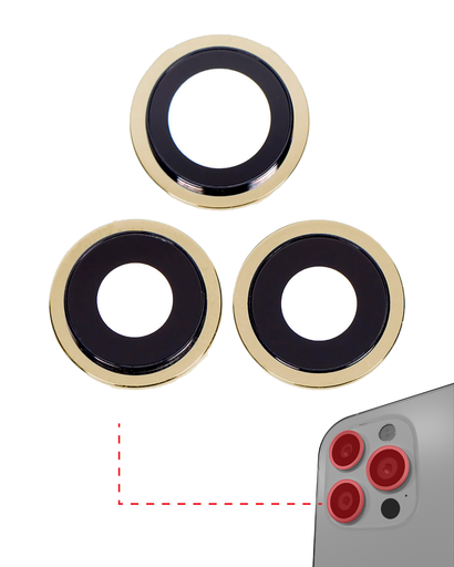Back Camera Lens With Bracket &amp; Bezel Compatible For iPhone 12 Pro Max (Aftermarket Plus) (Gold)
