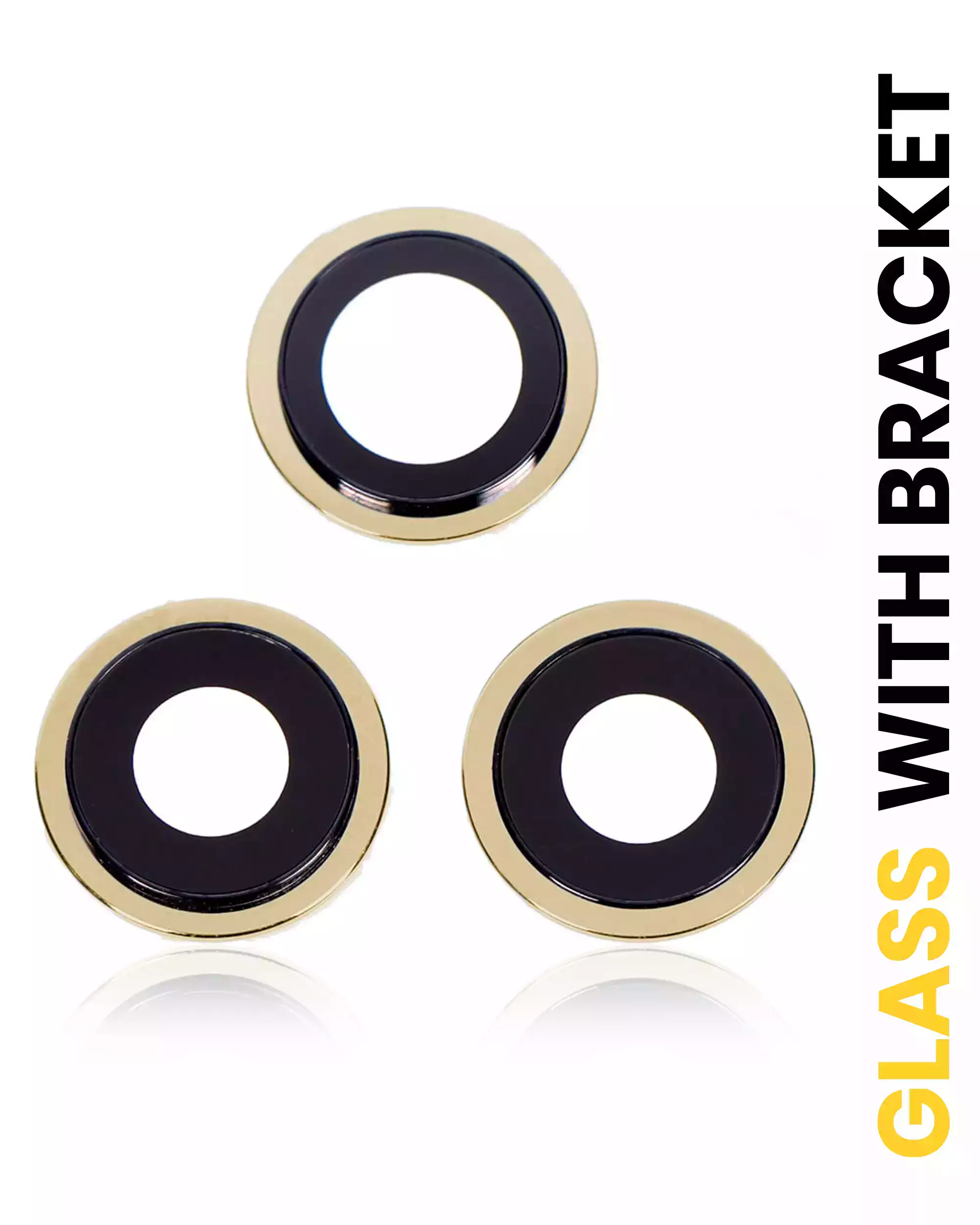 Back Camera Lens With Bracket &amp; Bezel Compatible For iPhone 12 Pro Max (Gold) (Real Sapphire / Premium)