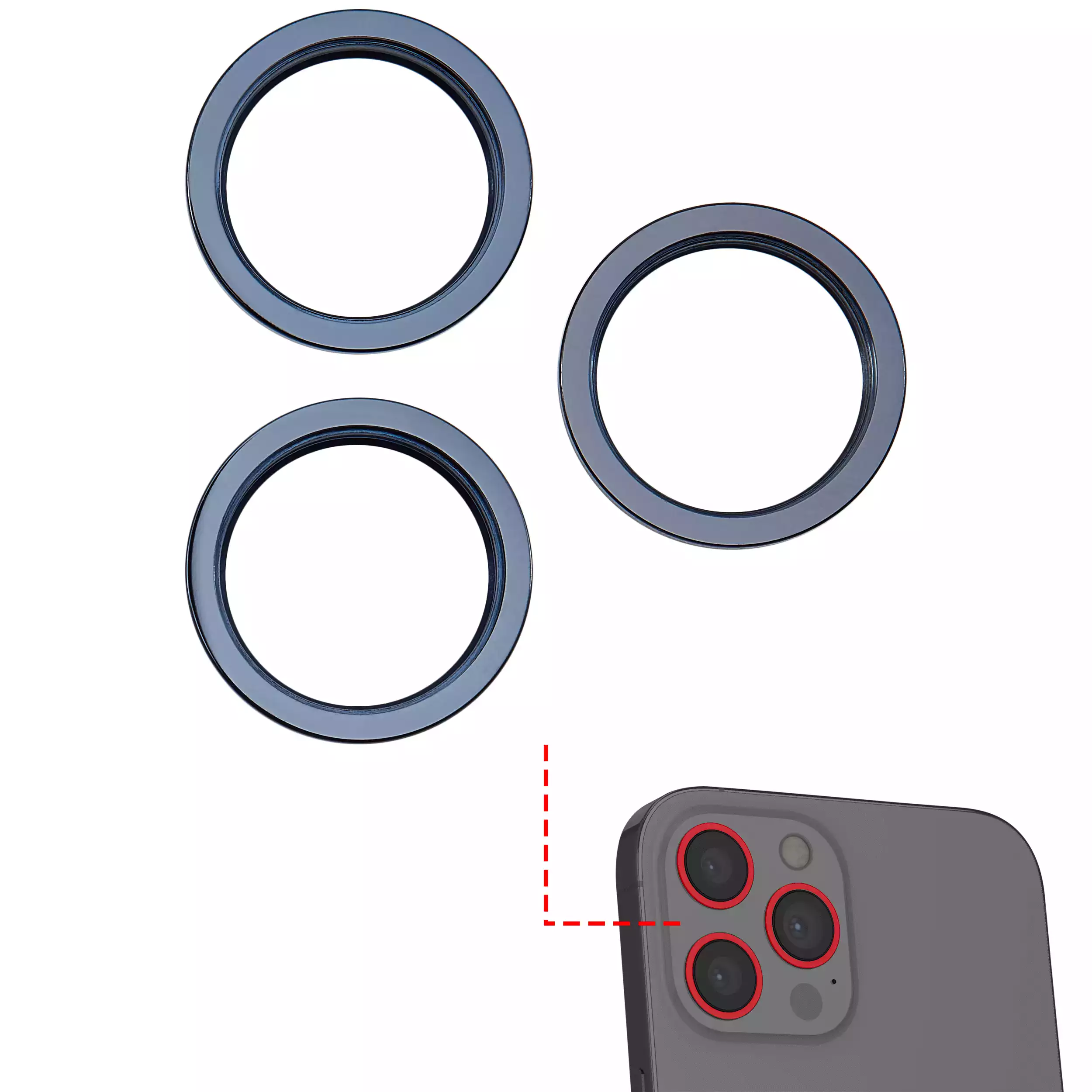 Back Camera Bezel Ring Only Compatible For iPhone 12 Pro Max (Pacific Blue) (3 Piece Set)