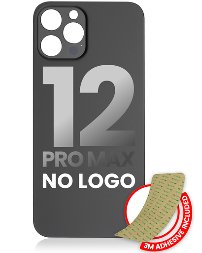 Back Glass With 3M Adhesive Compatible For iPhone 12 Pro Max (No Logo / Large Camera Hole) (Graphite)