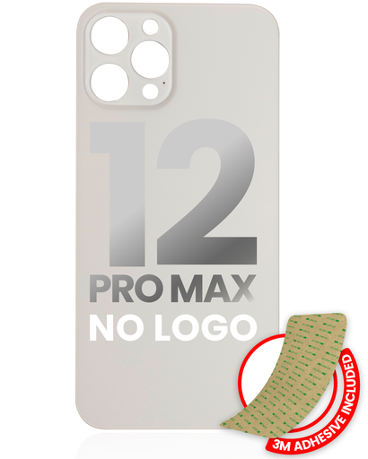 Back Glass With 3M Adhesive Compatible For iPhone 12 Pro Max (No Logo / Large Camera Hole) (Silver)