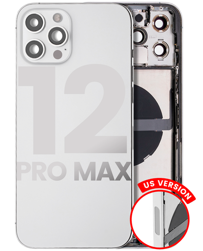 Back Housing W/ Small Components Pre-Installed Compatible For iPhone 12 Pro Max (US Version) (Used OEM Pull: Grade C) (Silver)