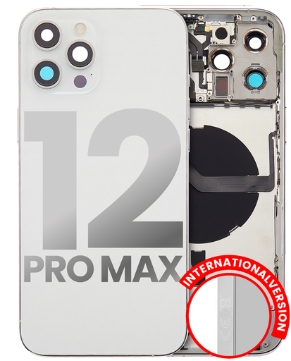 Back Housing W/ Small Components Pre-Installed Compatible For iPhone 12 Pro Max (International Version) (Used OEM Pull: Grade C) (Silver)