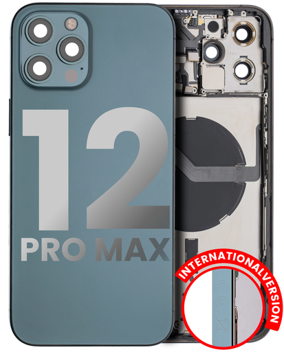 Back Housing W/ Small Components Pre-Installed Compatible For iPhone 12 Pro Max (International Version) (Used OEM Pull: Grade C) (Pacific Blue)