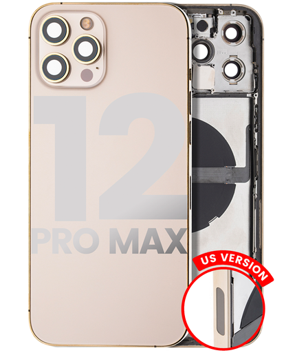 Back Housing W/ Small Components Pre-Installed Compatible For iPhone 12 Pro Max (US Version) (Used OEM Pull: Grade C) (Gold)