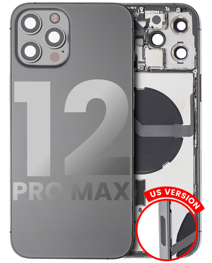 Back Housing W/ Small Components Pre-Installed Compatible For iPhone 12 Pro Max (US Version) (Used OEM Pull: Grade C) (Graphite)